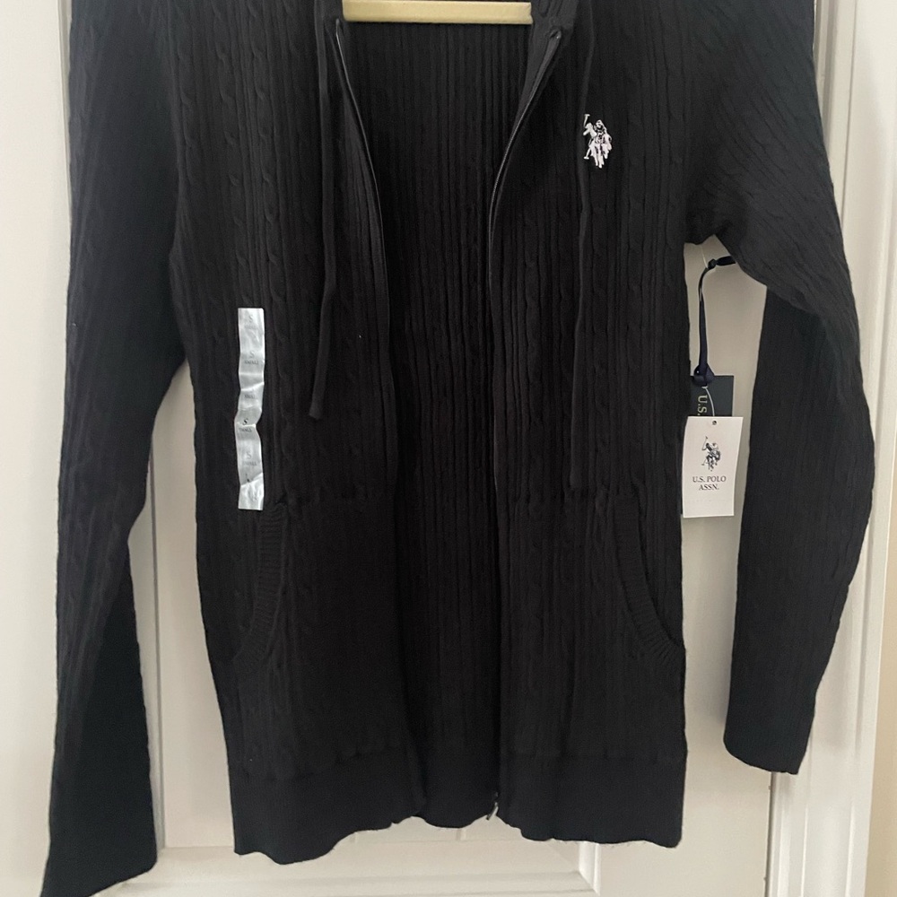 Polo Black Full Zip Cable-knit Hoodie, Small, NWT - Picture 6 of 9